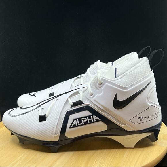 New Men\'s Nike Alpha Menace Pro 3 Football Cleats White Blue CT6649-108 Size 10
